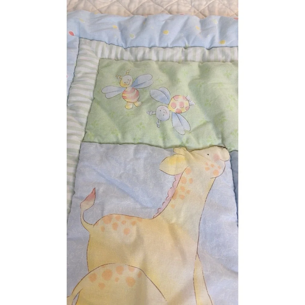 Vintage Baby Quilt Noah's Ark Animals Pastel Crib Quilt 40 x 30